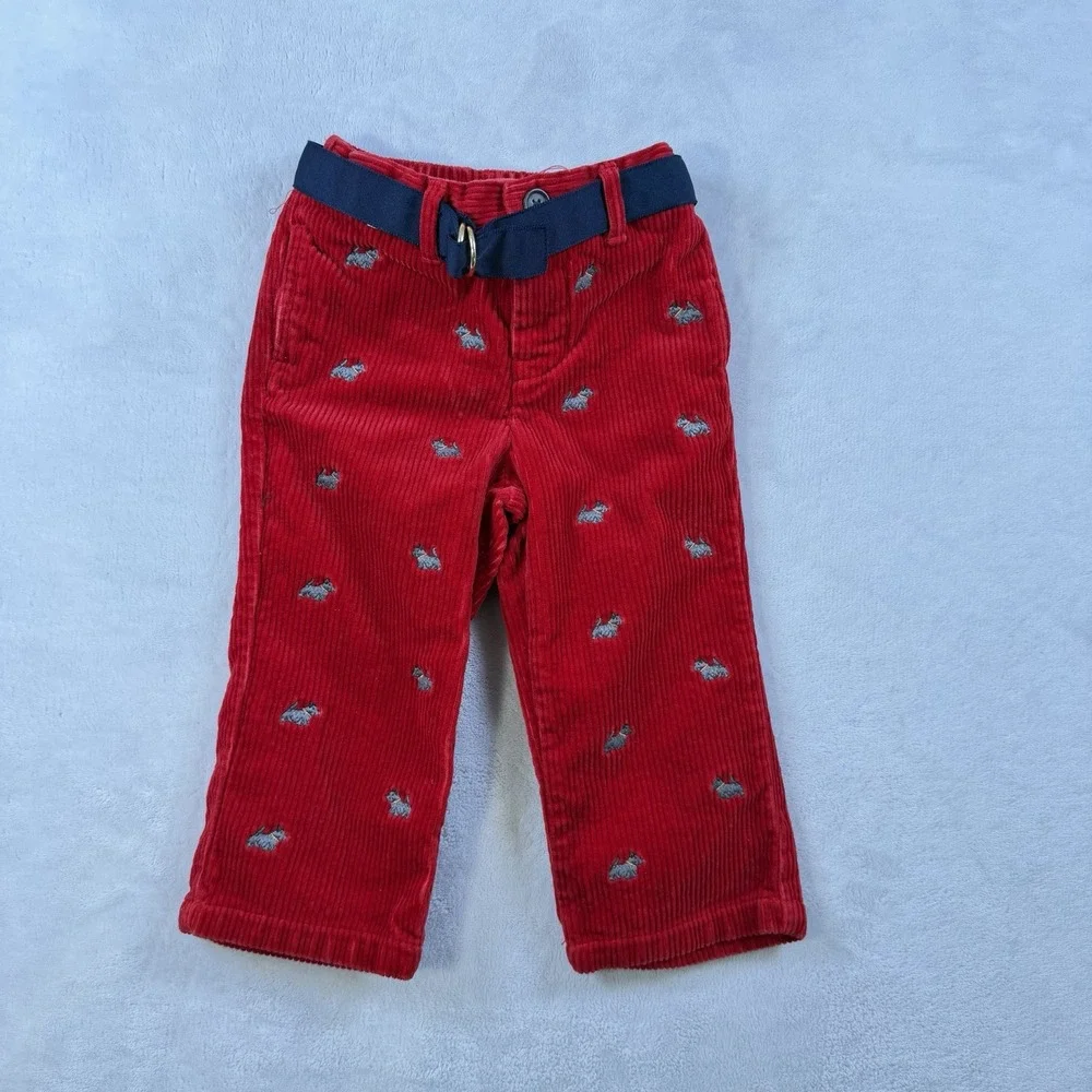 Ralph Lauren Polo Infant 18 Months Red Corduroy Puppy Pattern Pants
